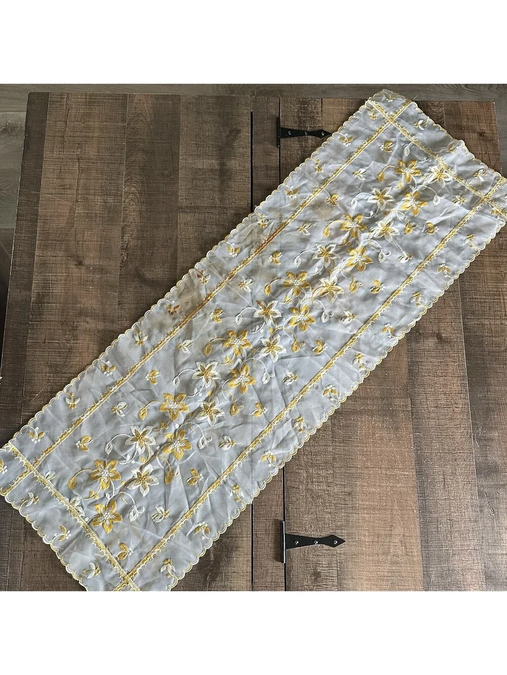 Vintage Embroidered Floral Table Runner